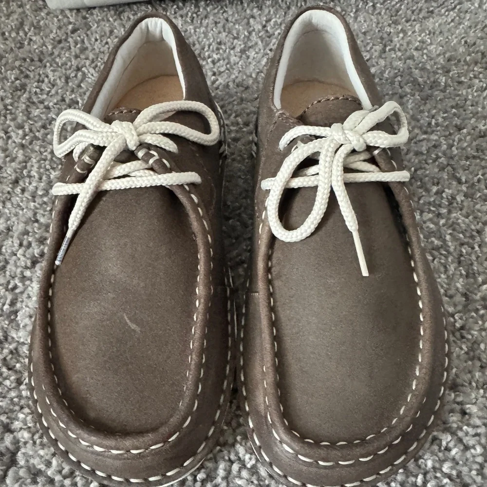 NWT Birkenstock Pasadena Brown Boat Shoes  White Sole Size 7 Women Size 5 Men